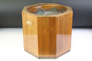 20th Century Japanese Hibachi brazier having a copper liner housed within a octagonal fruit wood