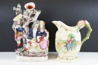 Early 20th century Fielding's Crown Devon Daisy Bell musical jug, and a 19th century Staffordshire