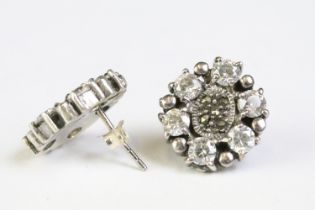 Pair of silver and CZ stud earrings