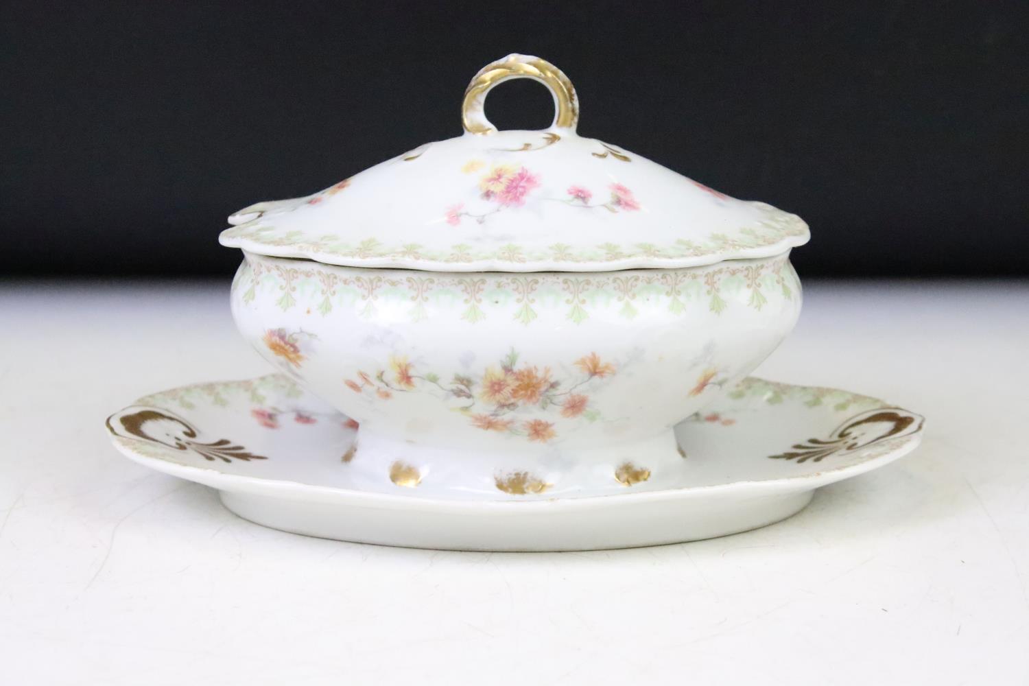 Limoges extensive dinner set to include approximately; two large lidded tureens, 1 oval platters, - Image 9 of 12