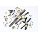 A small collection of ladies and gents vintage wristwatches to include gold and silver examples.