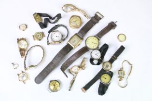 A small collection of ladies and gents vintage wristwatches to include gold and silver examples.