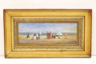 Style of Eugene Boudin (1824 - 1898), an Impressionist oil painting of an extensive beach scene with