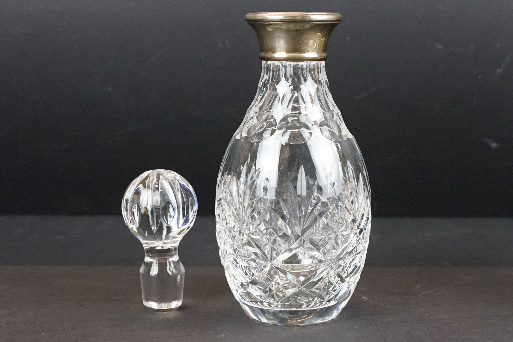 Two pairs of late 20th century cut glass decanters with silver hallmarked collars, circa 1990's ( - Image 12 of 15