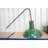A mid century industrial green enamel lamp by Revo.