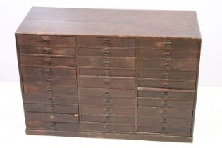 Collectors cabinet, an arrangement of thirty drawers, 52cm high x 77cm wide x 32cm deep