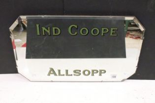 Ind Coope Allsopp vintage advertising frameless mirror having canted corners and bevelled glass.