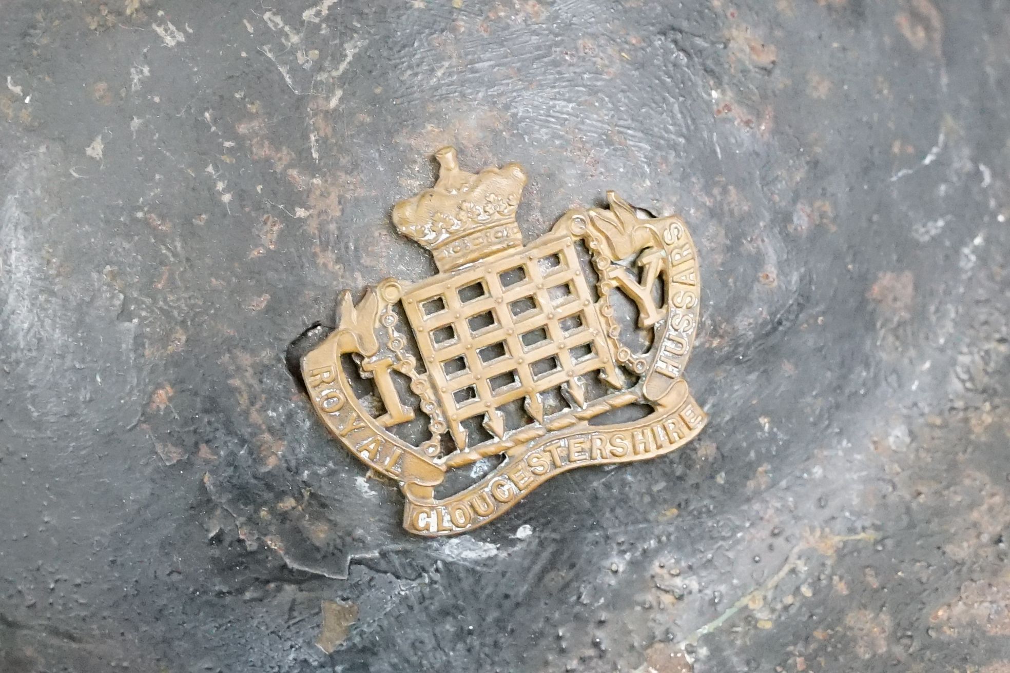 A British World War One Brodie helmet badged to the Royal Gloucestershire Fusiliers. - Image 5 of 6