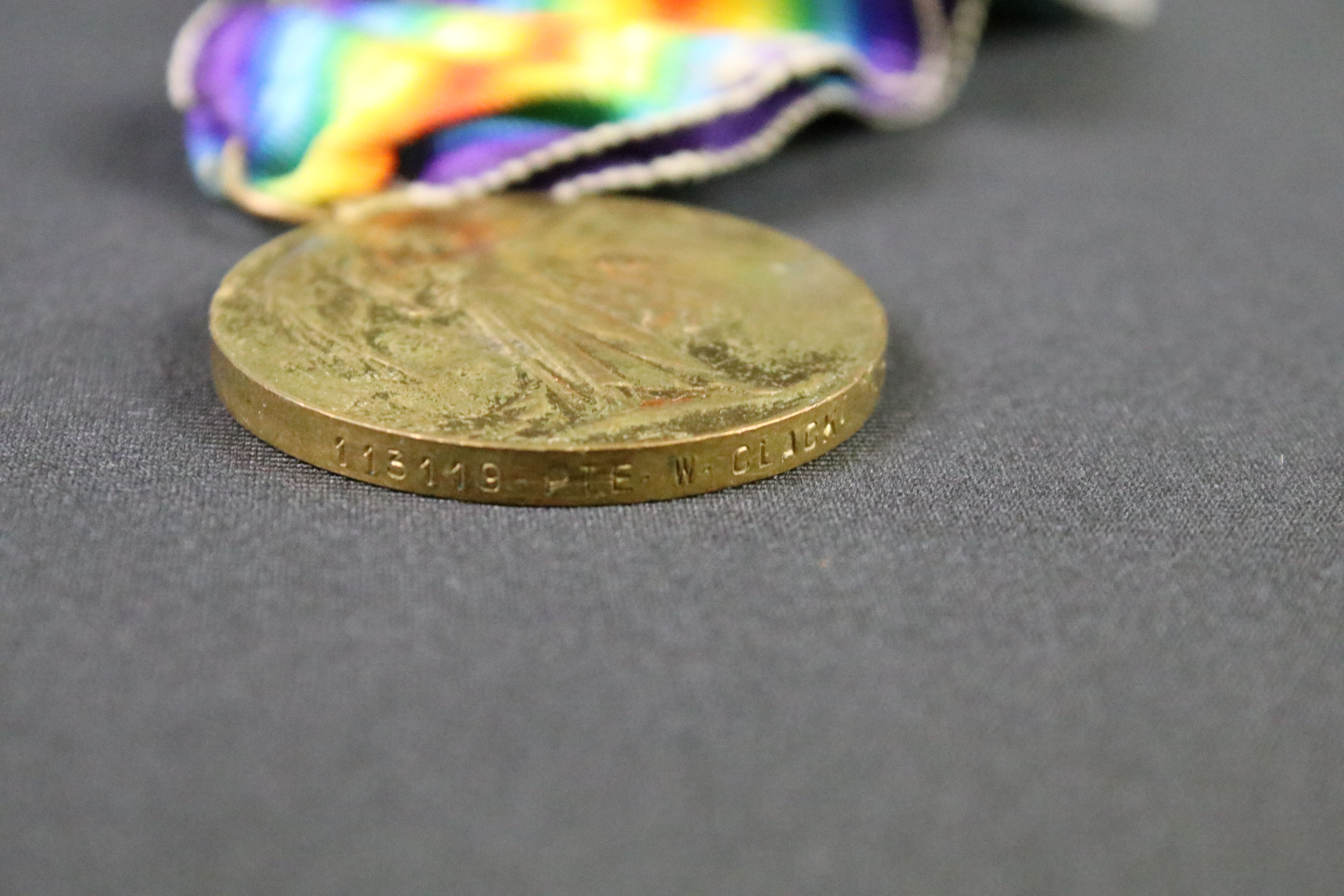 A British full size World War One medal group of three to include the Victory Medal, the 1914-1918 - Image 5 of 11