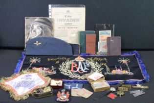 A group of military collectables to include British World War Two full size medal group in issue