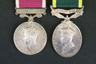 A British Full Size King George VI Territorial Medal Together With A King George VI Regular Army