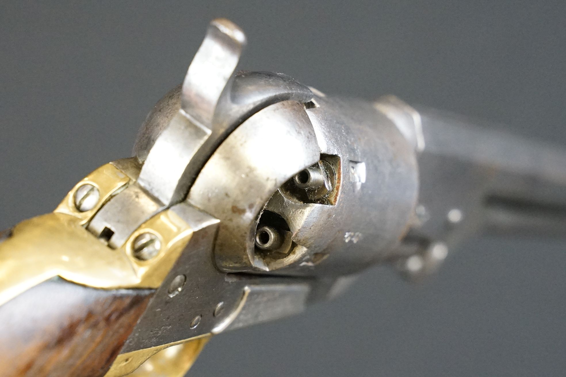 An antique Colt Navy revolver, 7-1/2″ octagonal barrel, case-hardened frame, loading lever, plunger, - Image 6 of 16