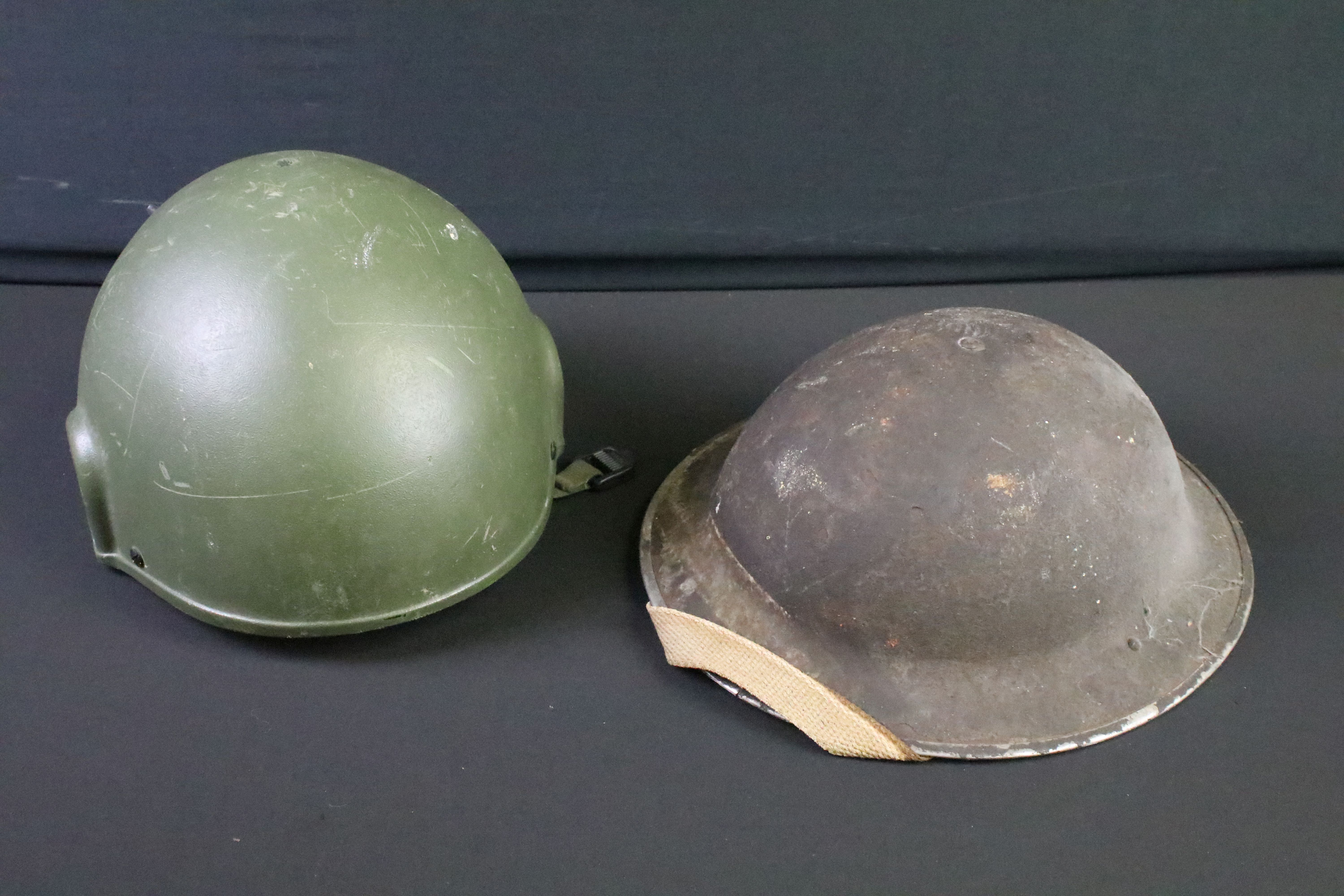 Two British military helmets to include a Brodie example