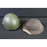 Two British military helmets to include a Brodie example