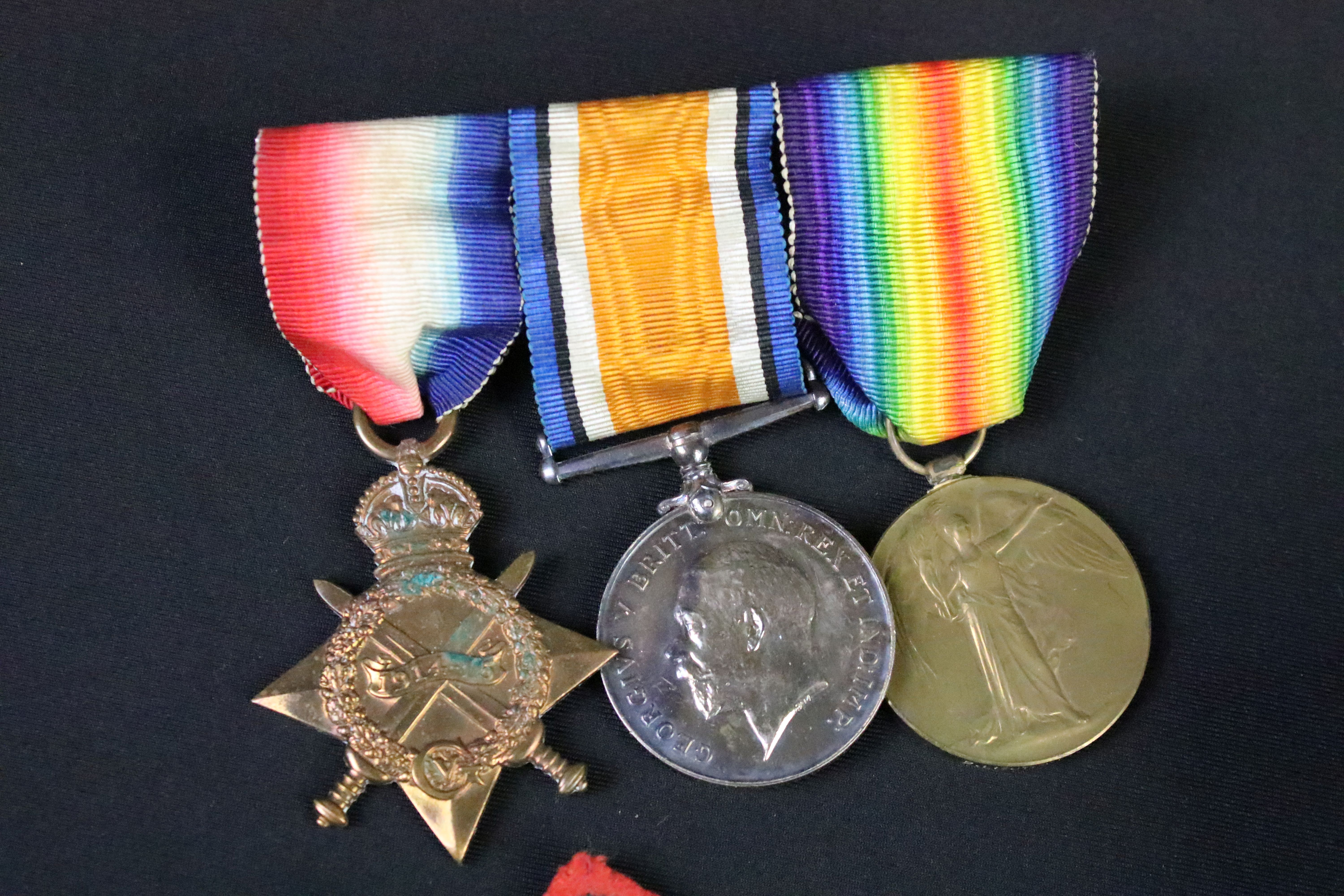 First World War full size British Service medal trio to include 1914-15 star, war medal and - Image 6 of 8