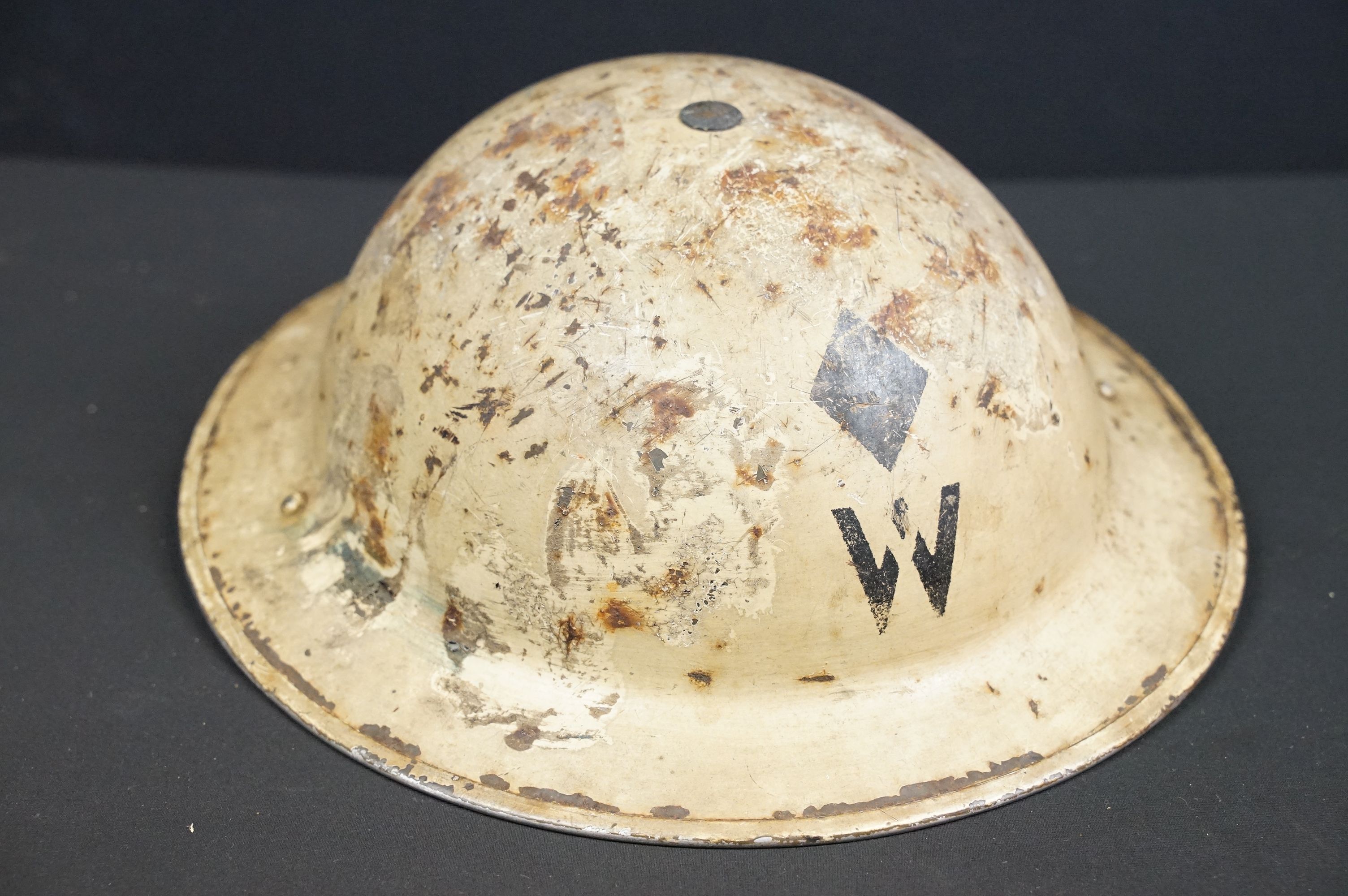A small group of military collectables to include Wardens Brodie helmet, respirator and a - Image 10 of 12