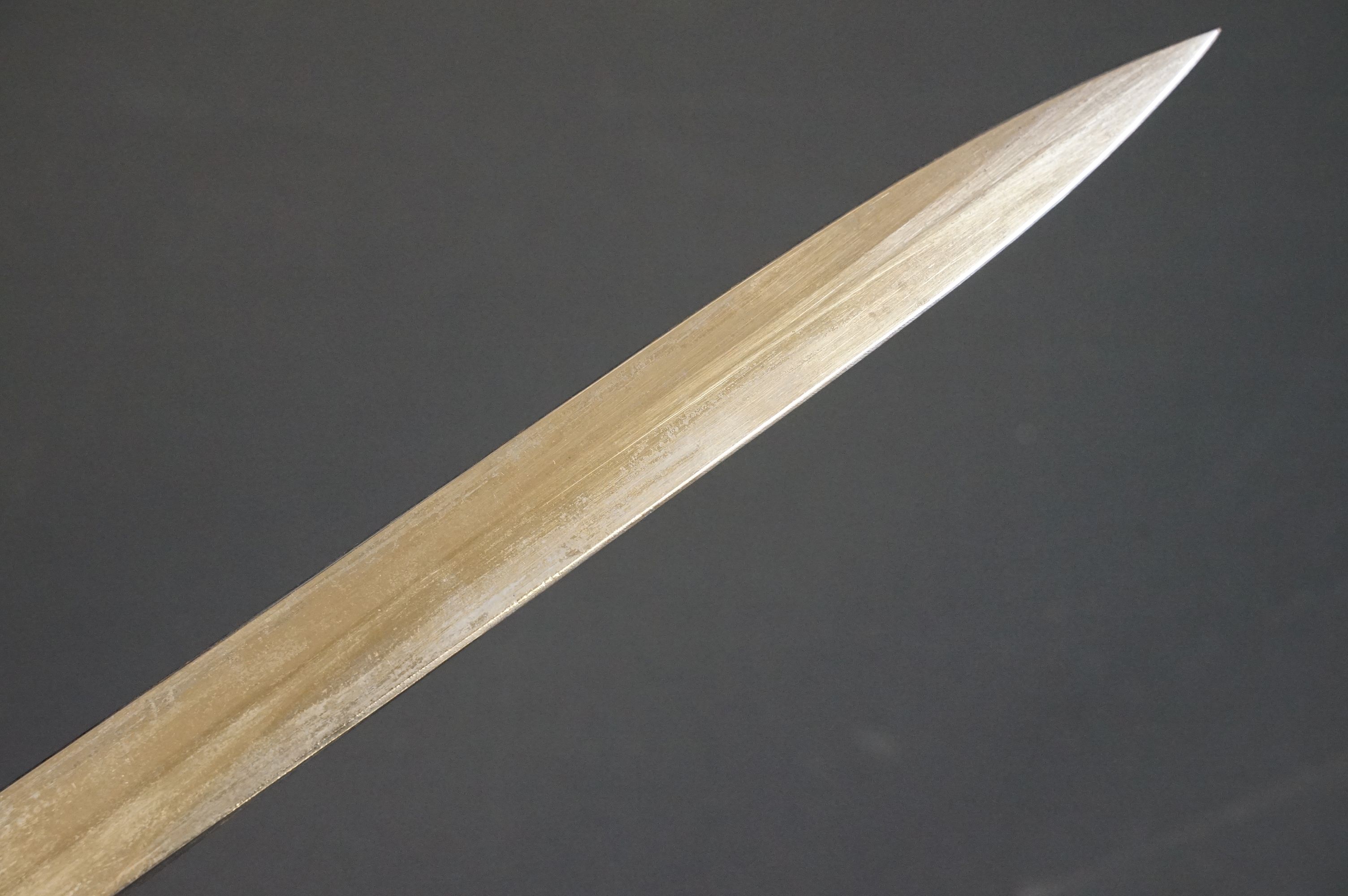 A British bayonet with good clear markings to the blade complete with scabbard and white leather - Image 8 of 16