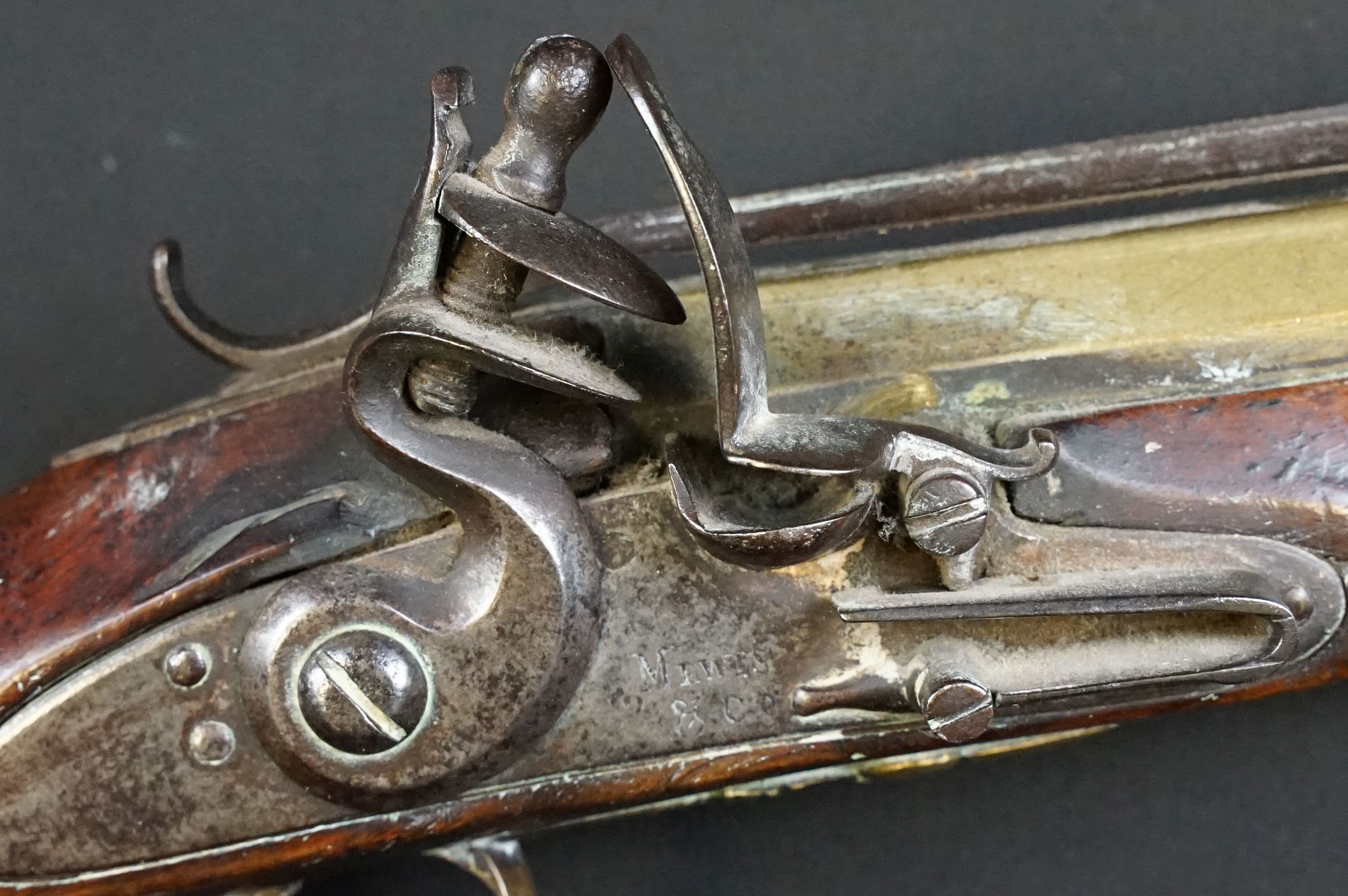 A FLINTLOCK COACHING BLUNDERBUSS by Mewis & Co, with 14 1/2" brass bell ended barrel, Birmingham - Image 8 of 19