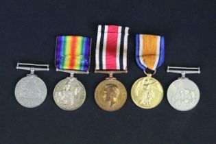 A British Full Size Medal Group Of Five Medals To Include The 1914-1918 British War Medal, Victory