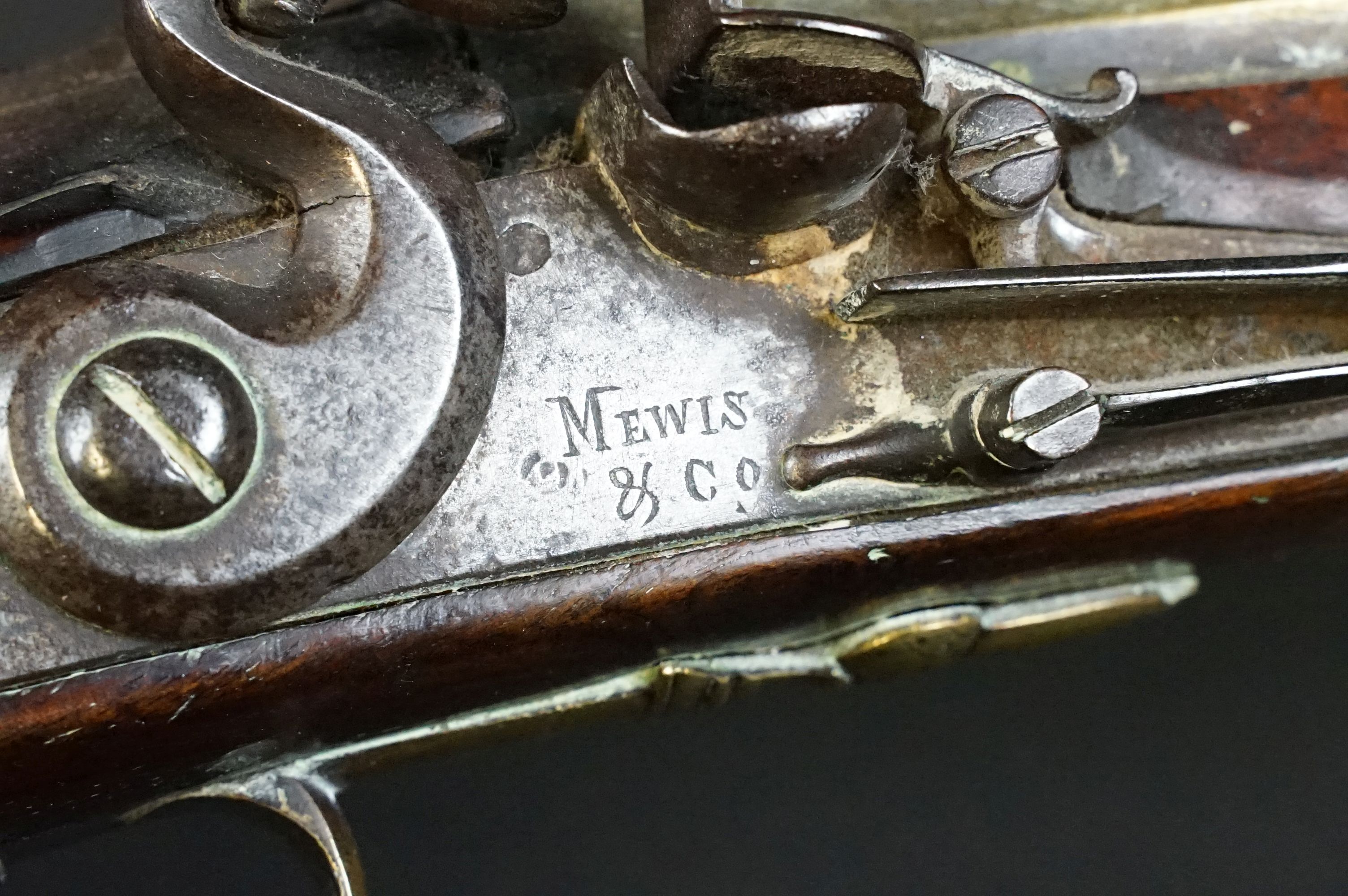 A FLINTLOCK COACHING BLUNDERBUSS by Mewis & Co, with 14 1/2" brass bell ended barrel, Birmingham - Image 9 of 19