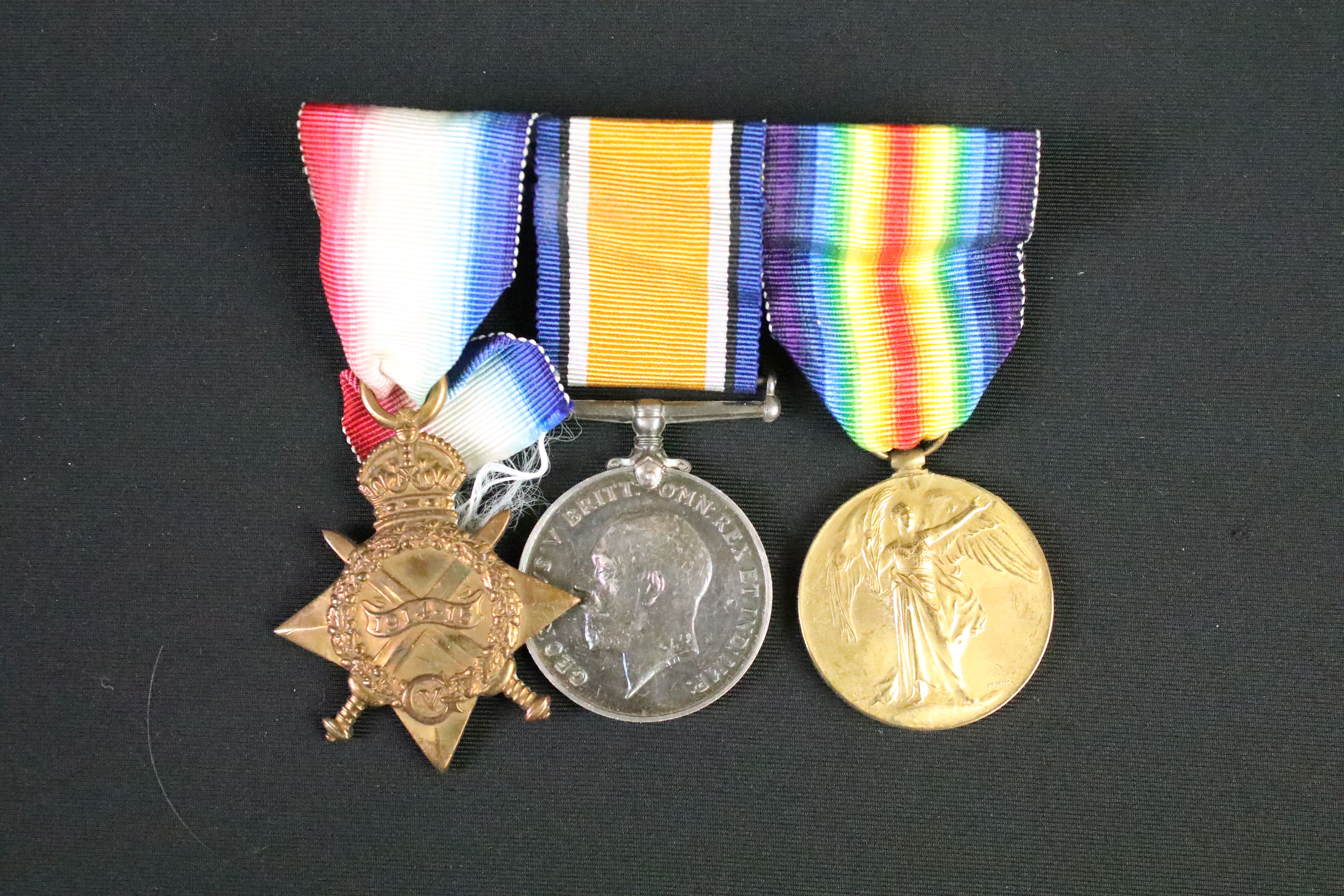 First World War full size British Service medal trio to include 1914-1915 star, war medal and - Image 2 of 5