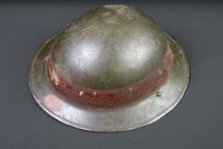 A British World War Two / WWII dated 1939 National Fire Service Steel Broodie Helmet stamp, Dept