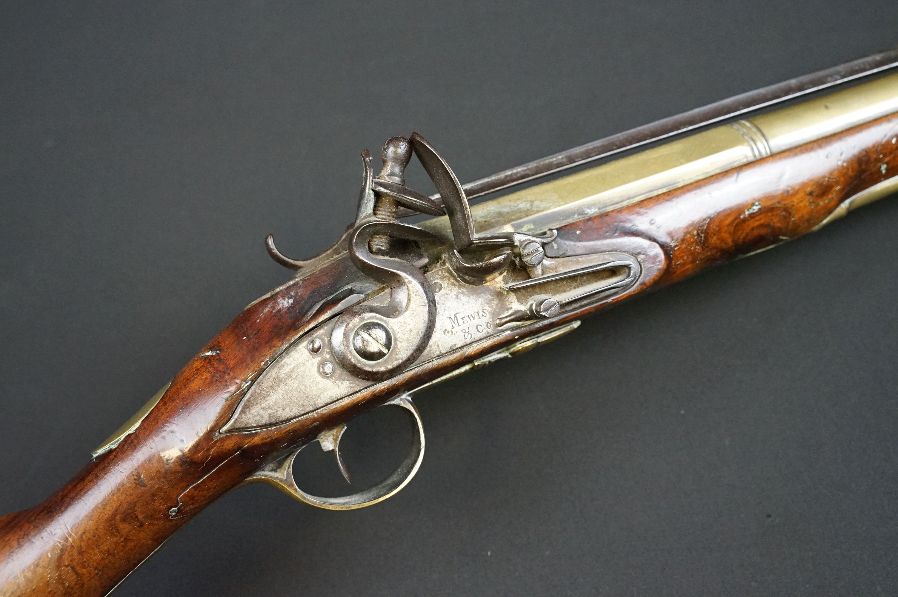 A FLINTLOCK COACHING BLUNDERBUSS by Mewis & Co, with 14 1/2" brass bell ended barrel, Birmingham - Image 2 of 19