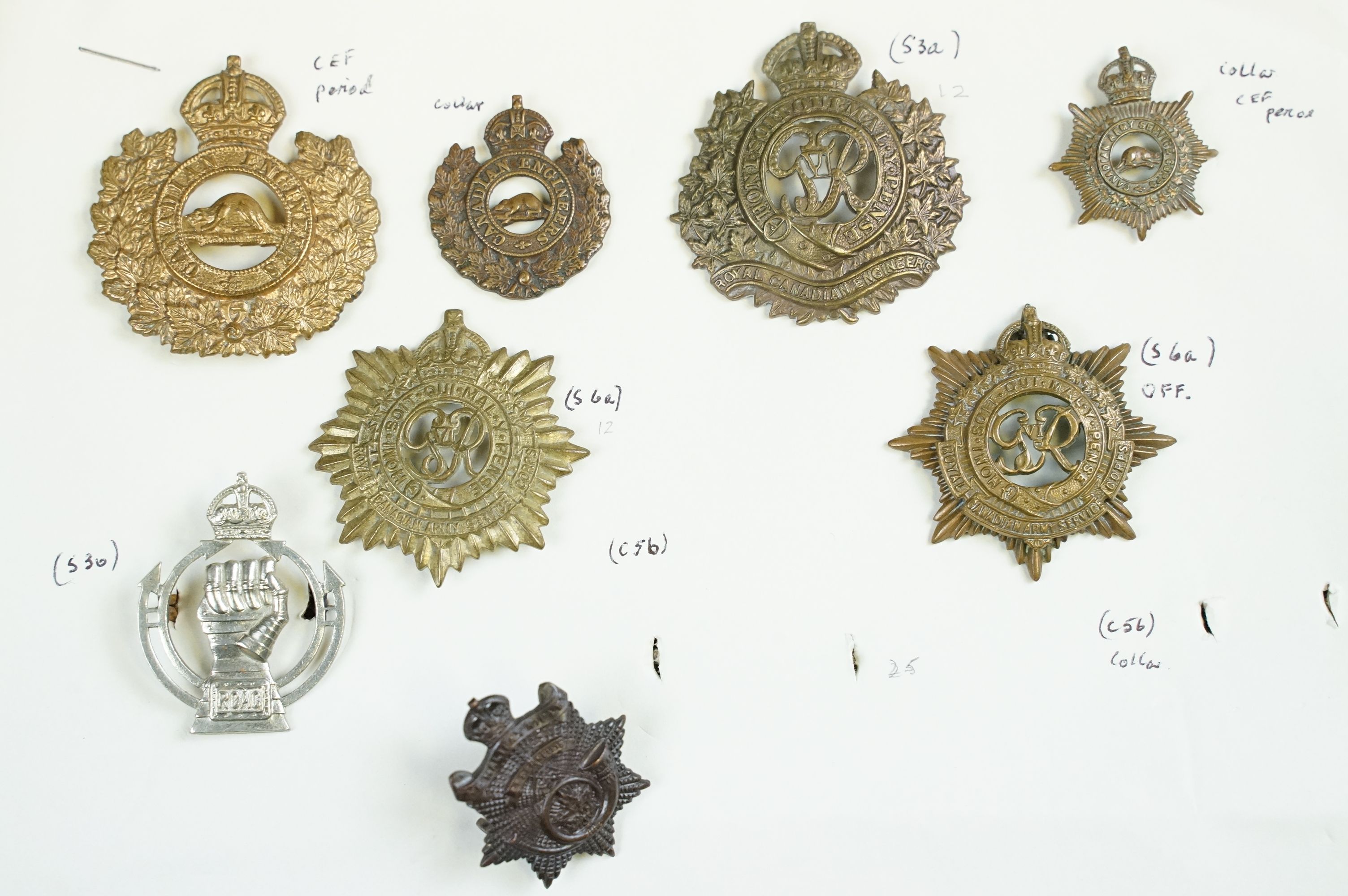 A collection of mainly Canadian military cap and collar badges to include the Royal Engineers, Royal - Image 2 of 8