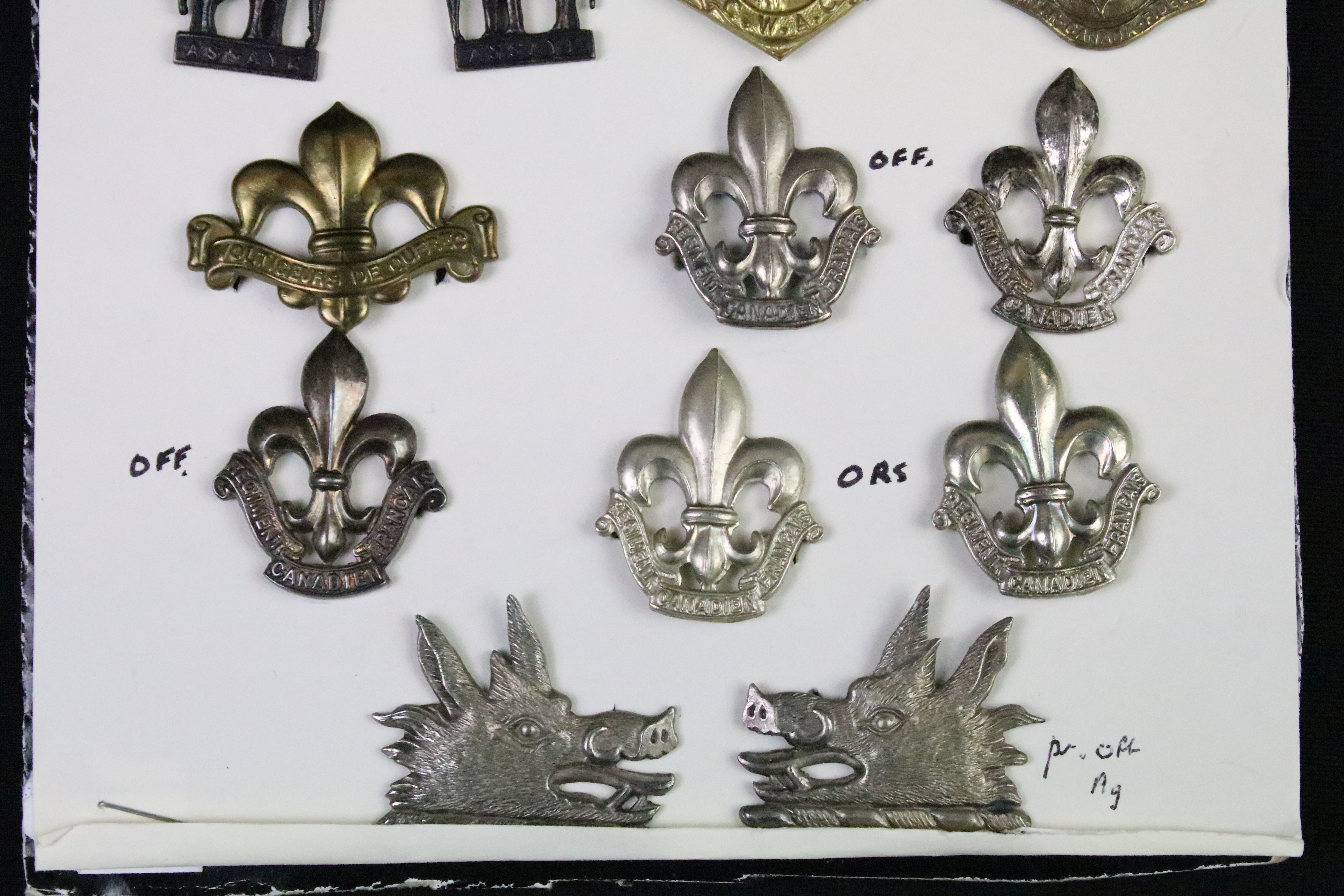 A collection of Canadian military collar badges to include World War Two King Crown issues, brass, - Image 8 of 8