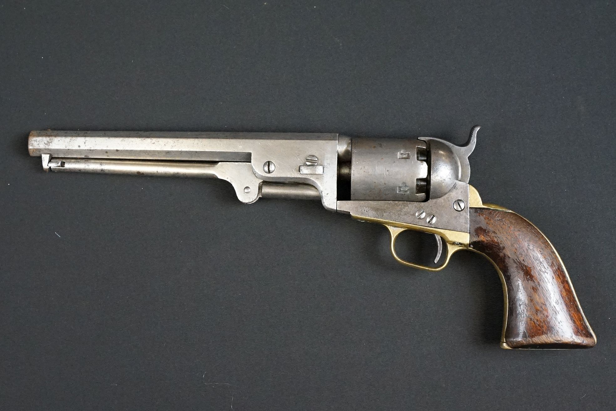 An antique Colt Navy revolver, 7-1/2″ octagonal barrel, case-hardened frame, loading lever, plunger, - Image 2 of 16