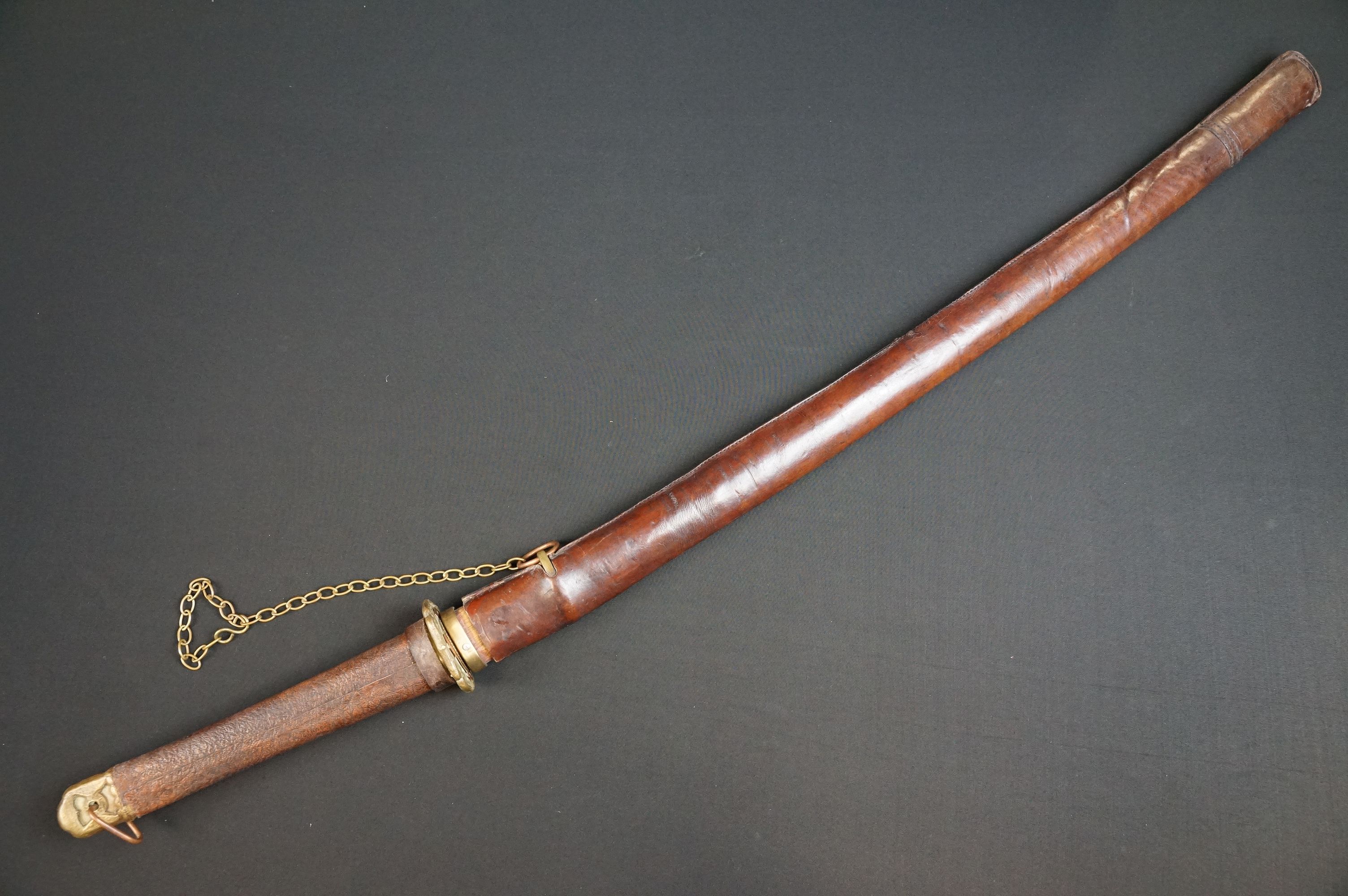 A World WarTwo JAPANESE SAMURAI KATANA SWORD, with leather covered handle and leather sheath - Image 17 of 17