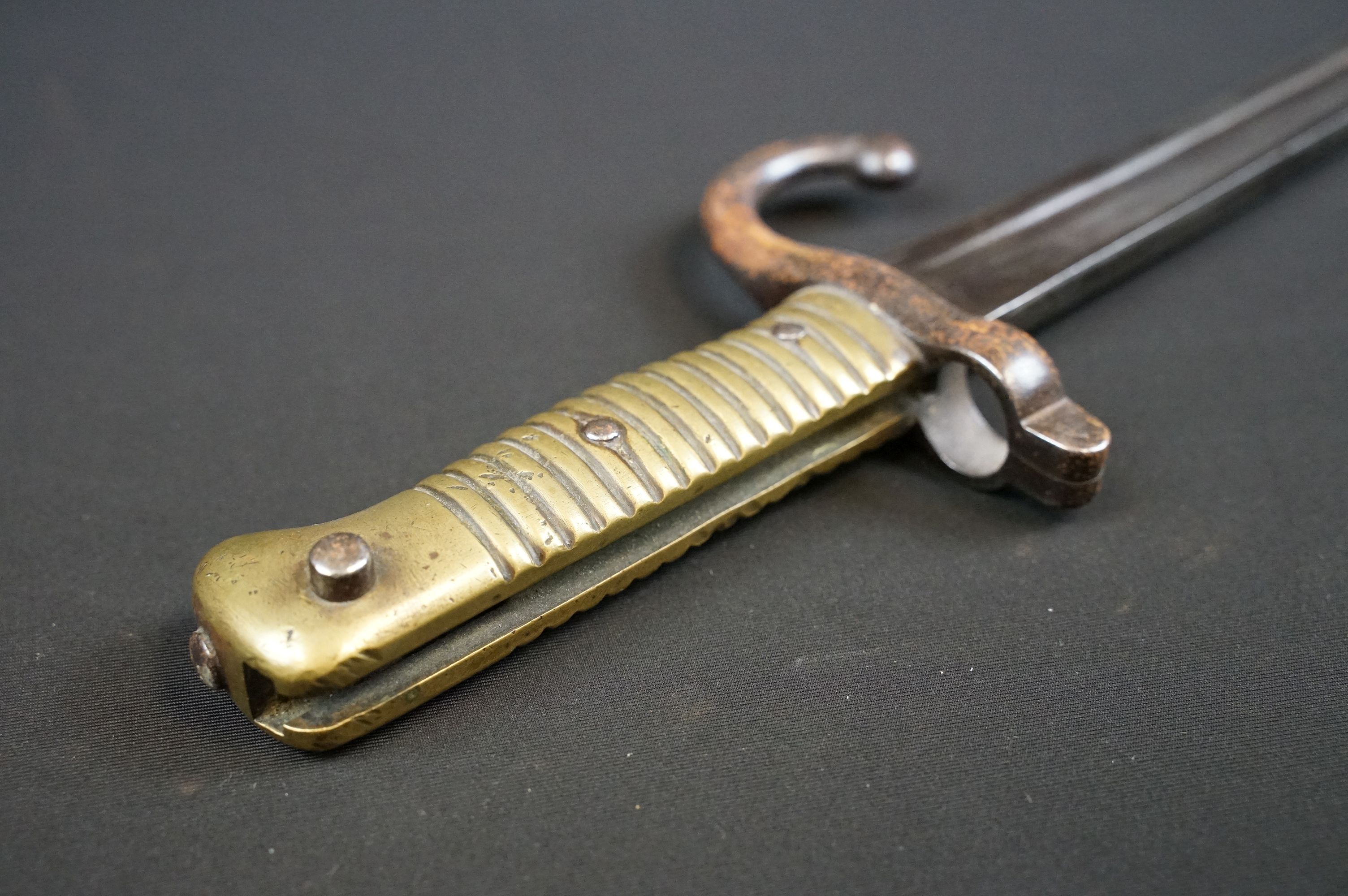 A French M1866 Chassepot Bayonet together with scabbard. - Image 10 of 16