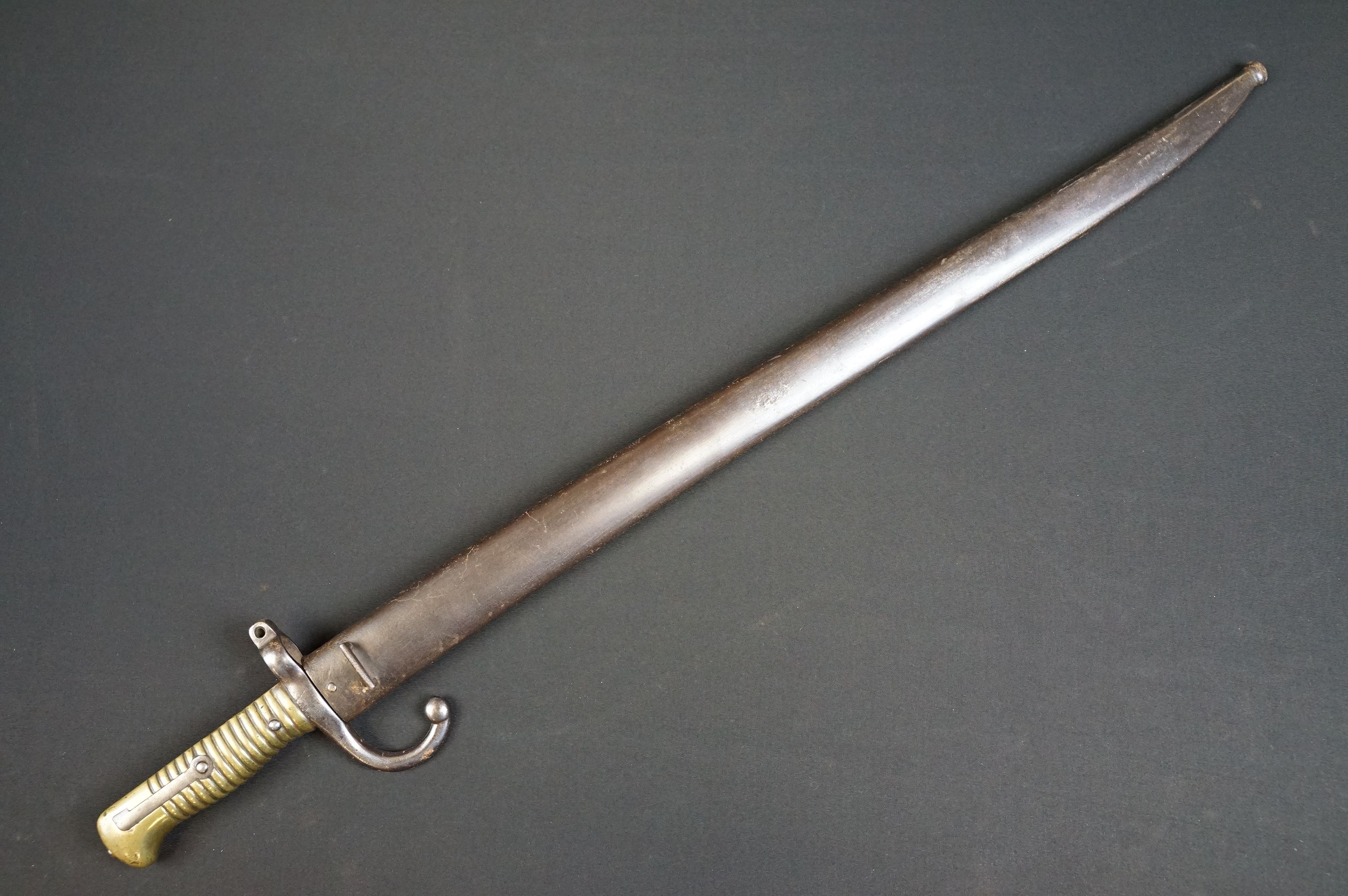 A French M1866 Chassepot Bayonet together with scabbard. - Image 13 of 16