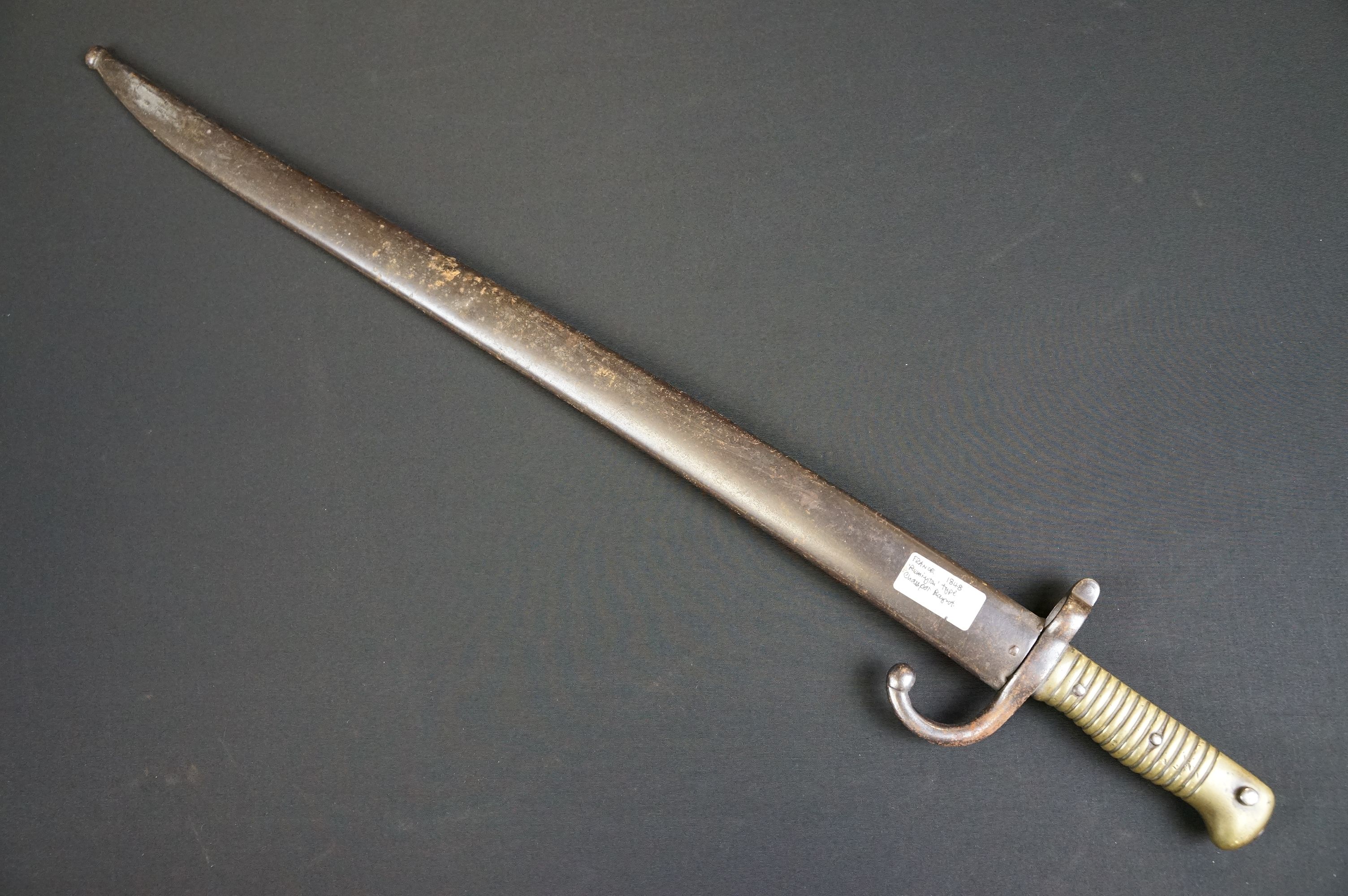 A French M1866 Chassepot Bayonet together with scabbard. - Image 15 of 16