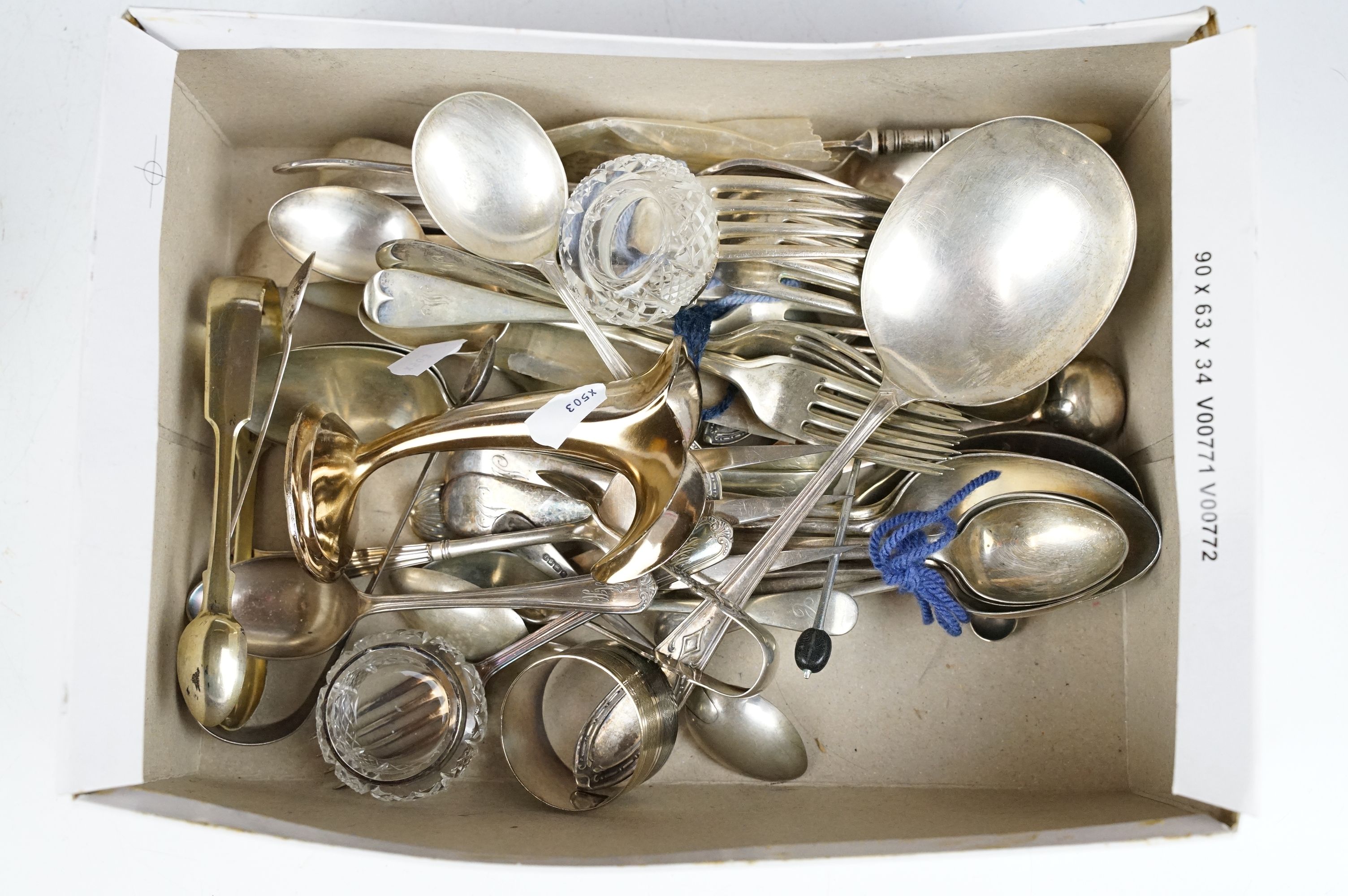 Collection of mixed silver & silver plate, mainly flatware, featuring a silver hallmarked - Image 4 of 8