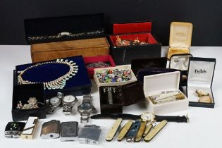 Collection of mixed jewellery, watches & collectables, the jewellery including costume & silver