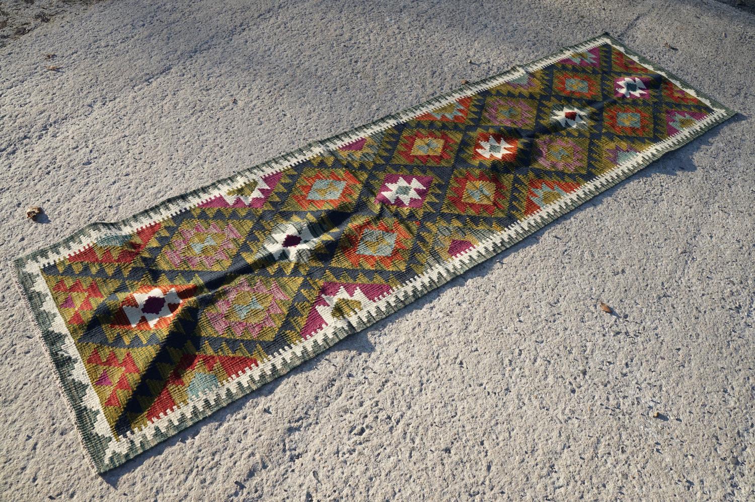 Woollen hand knotted Maimana Kilim runner rug, 288cm x 75cm - Bild 6 aus 6