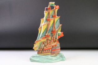 Art Deco Czechoslovakian Ceramic Plaque in the form of a Galleon by Ditmar Urbach, impressed marks