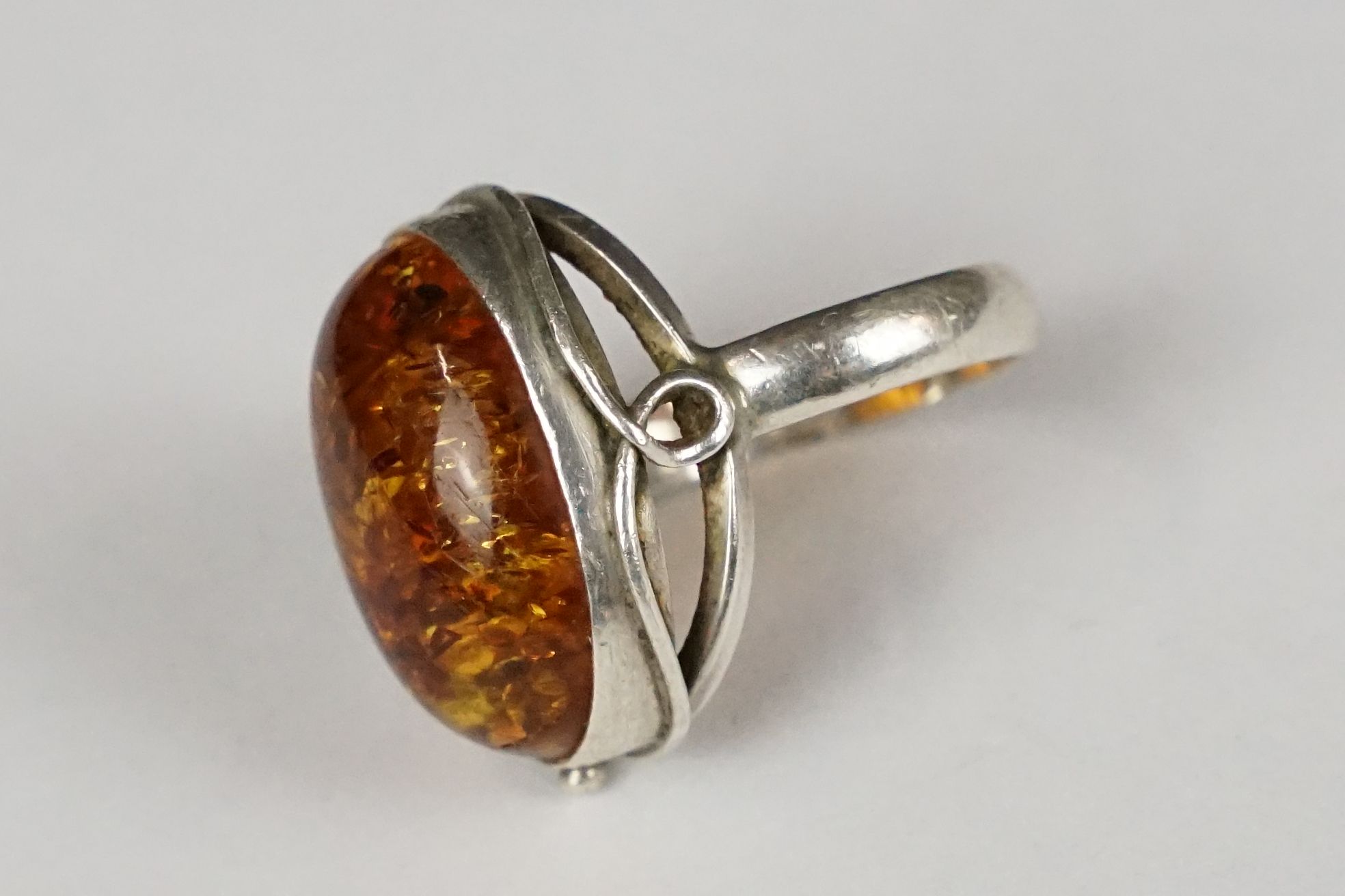 Silver and amber five panel bracelet, marked 925, 19.5cm long (extended) together with an Art - Image 3 of 9