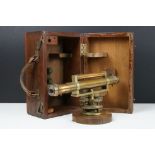 Stanley brass theodolite, barrel marked ' 111338 Stanley, London ' with circular wooden stand and