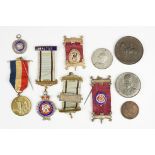 Group of medallions to include silver examples, featuring a 1920's RAOB silver jewel / medallion, '