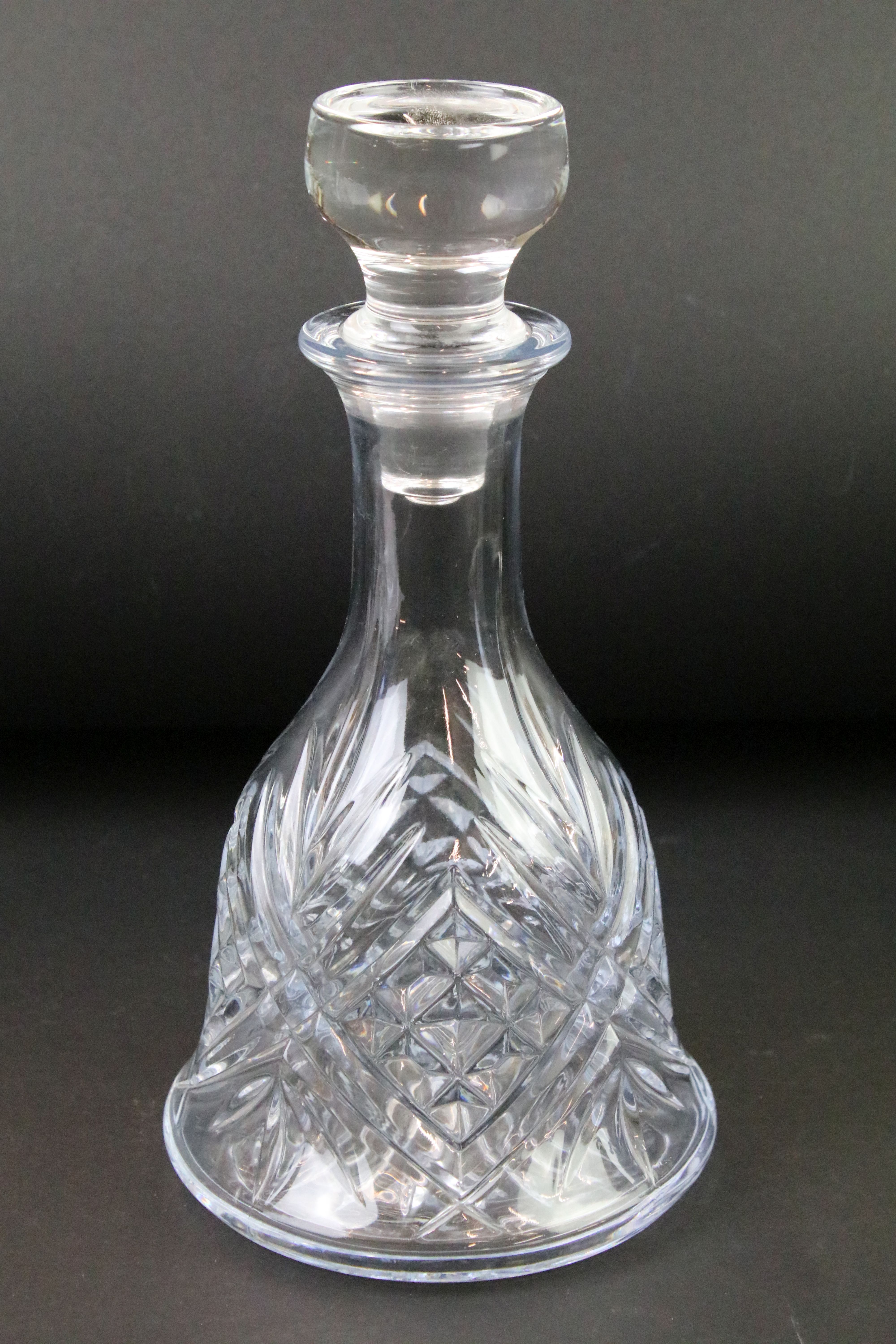 Four moulded / cut glass decanters to include a hobnail effect ships decanter, bell-shaped decanter, - Image 3 of 5