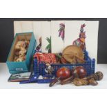 Group of collectables, mostly Mexican / Mexican themed, to include ceramic tiles, figures,