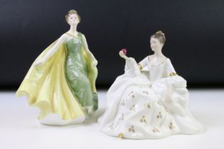 Two Royal Doulton lady figurines to include Alexandra HN 2398 and My Love HN 2339. Measures 19.5cm