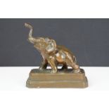 Bronze model of an Elephant on a stepped plinth base, stamped Nuari ?, N.Y.C., Made in USA, approx