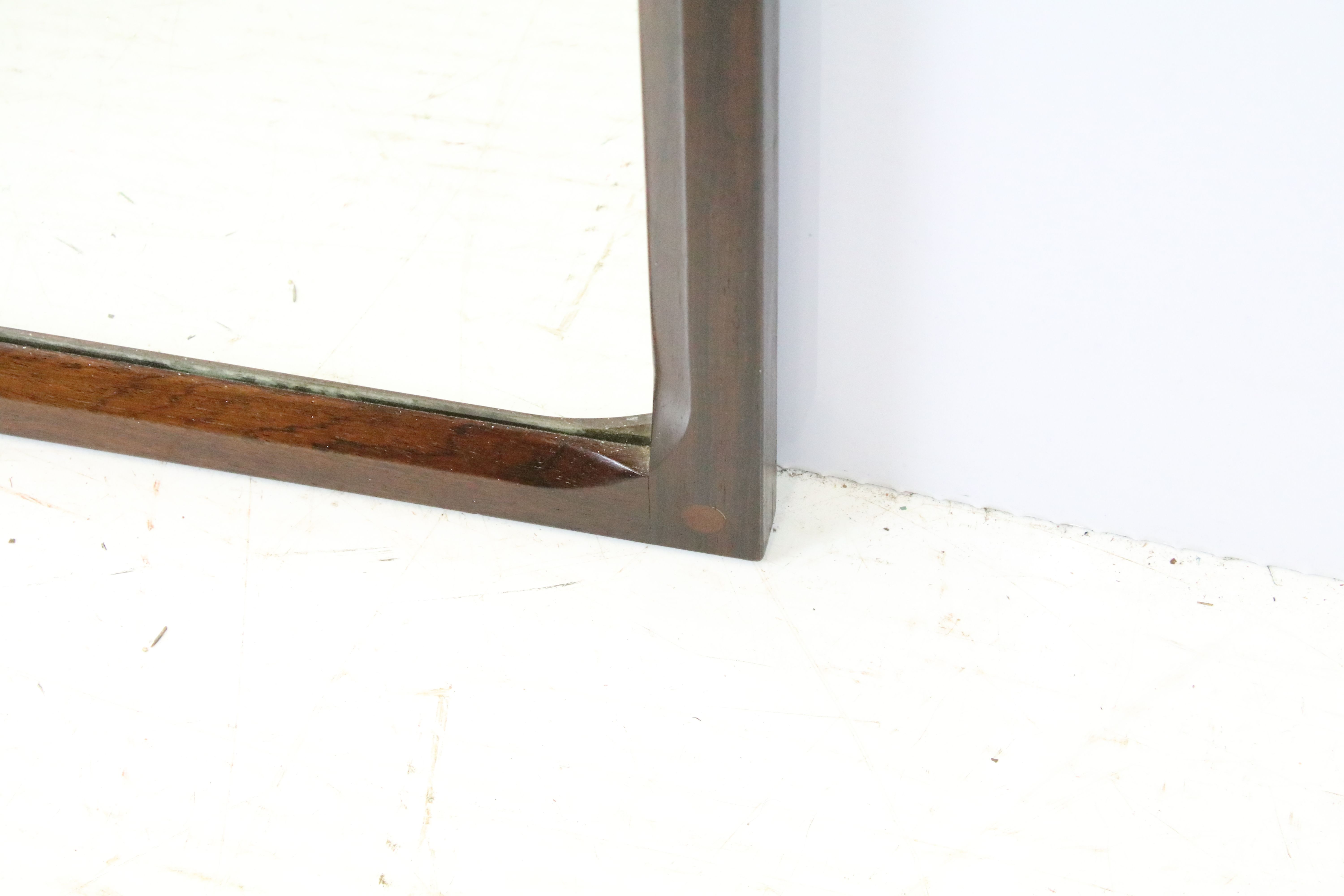 Danish hardwood mirror, maker's mark verso for Aksel Kjersgaard, Odeder, Made in Denmark, Heal's, - Bild 2 aus 4