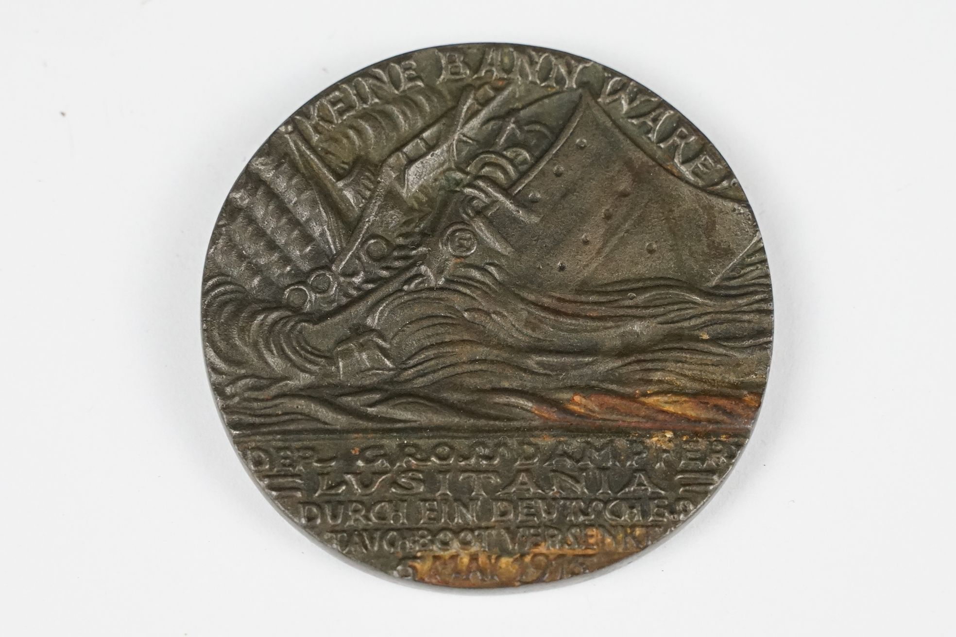 Lusitania Medal / Medallion commemorating her sinking by the Germans during World War One in 1915,