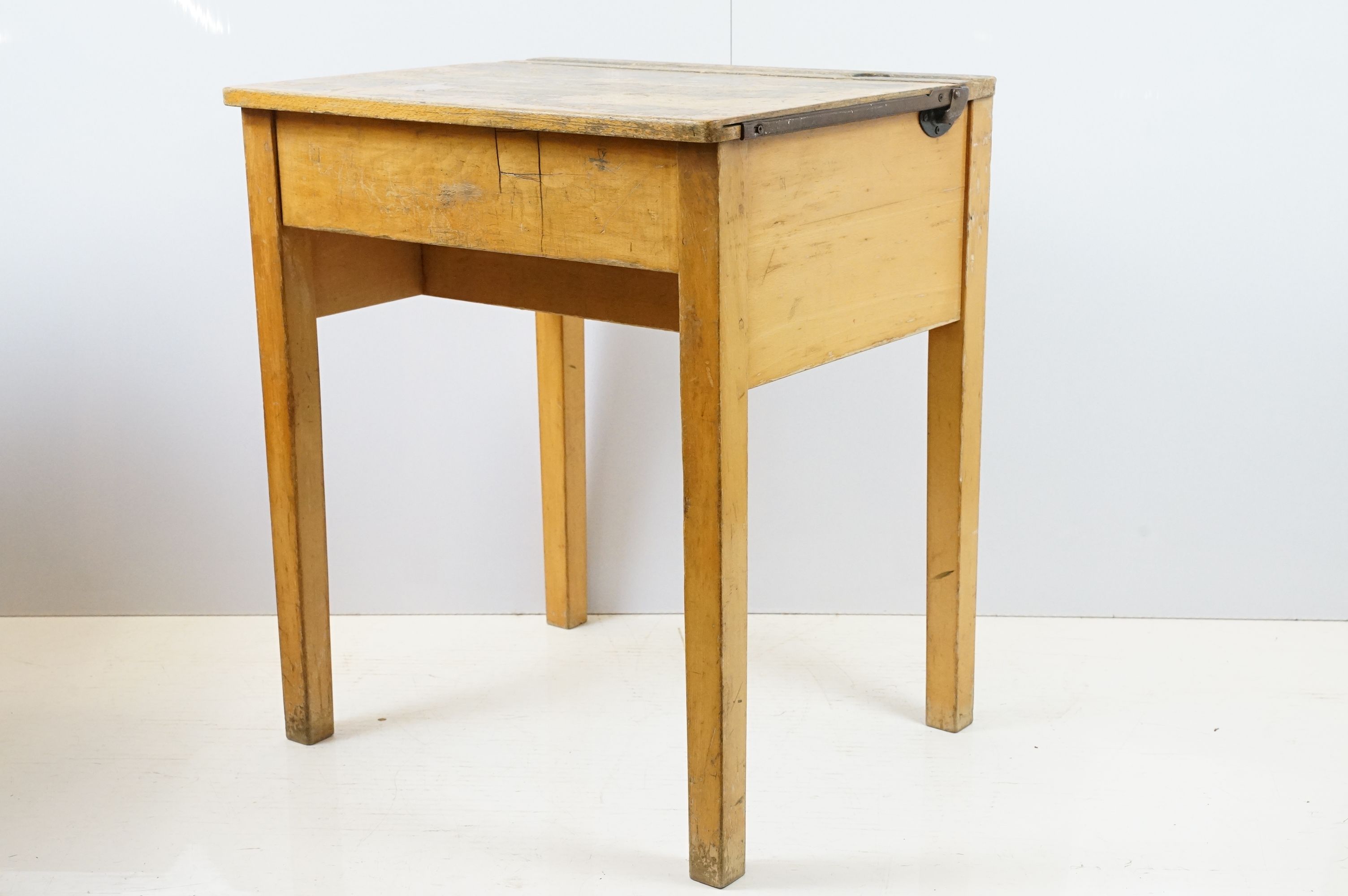 Two mid century school desks and chairs, the desks - 71cm high x 60.5cm wide x 50.5cm deep - Image 7 of 14