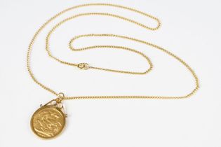 A British King Edward VII gold half sovereign coin mounted to pendant