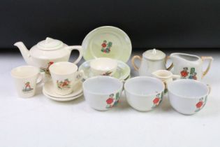 Two vintage porcelain childs tea sets to include a Little Red Riding Hood tea set and a tea set with